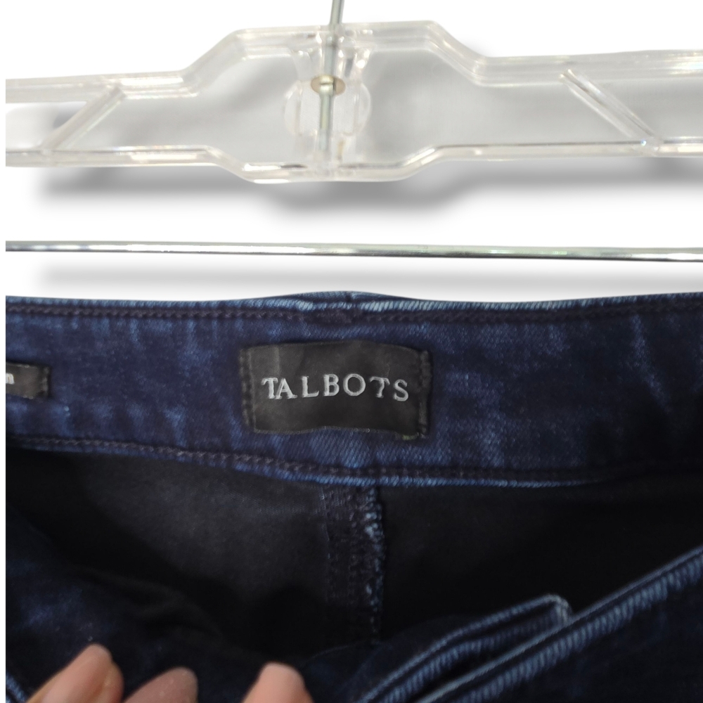 Talbot's Straight Leg High Rise Jean Womens sz 16W Dark Blue Wash Stretch Denim - Picture 3 of 16